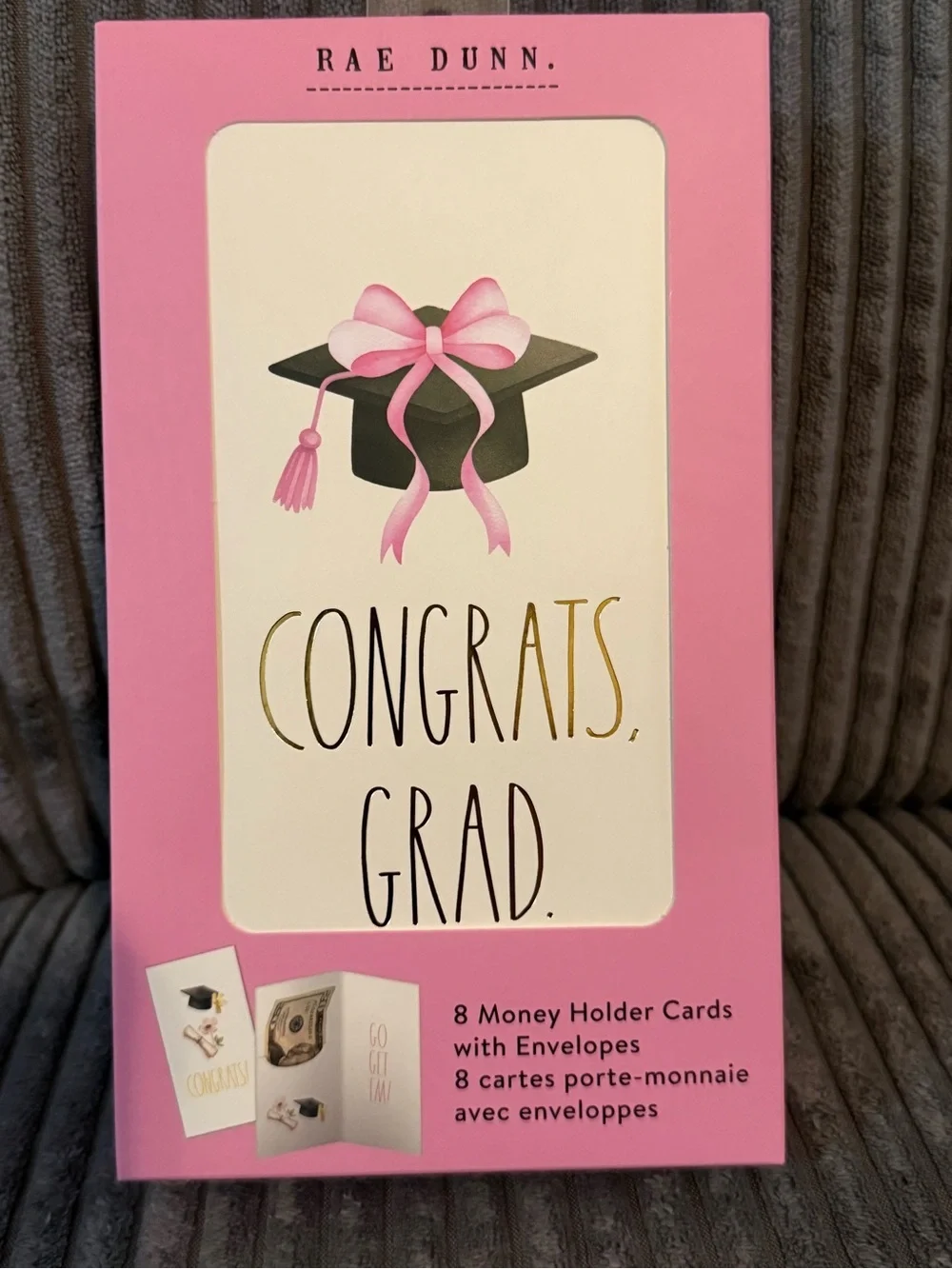 Rae Dunn Pink and Cream Graduation Money Holder Cards with Envelopes